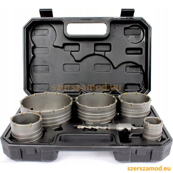 Lyukfúró, koronafúró készlet betonhoz, téglához SDS+ 6pcs (40mm, 65mm, 80mm, 100mm, 125mm) - Image 3
