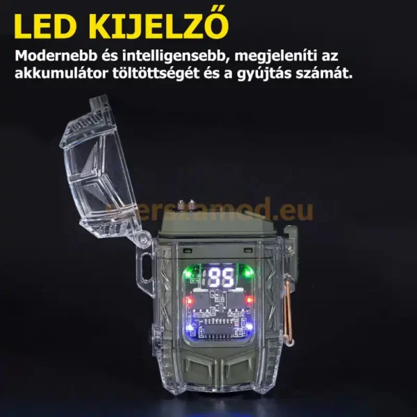 Zseblámpa és öngyújtó 2 az 1-ben 9 féle világítással, USB tőltés (sárga) - Image 2