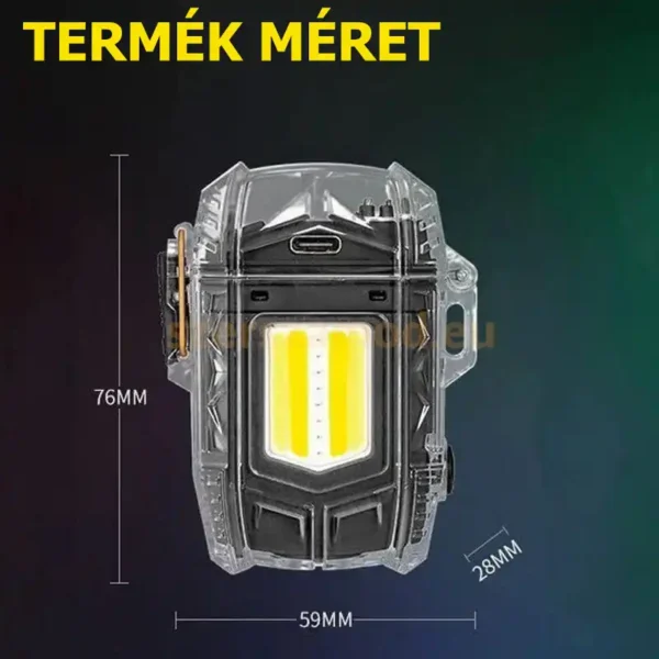 Zseblámpa és öngyújtó 2 az 1-ben 9 féle világítással, USB tőltés (sárga) - Image 8