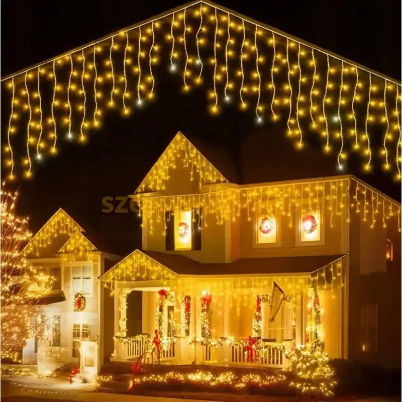 Karácsonyi jégcsap fényfüzér - Melegfehér - 180 LED - 9,1m toldható - Image 3