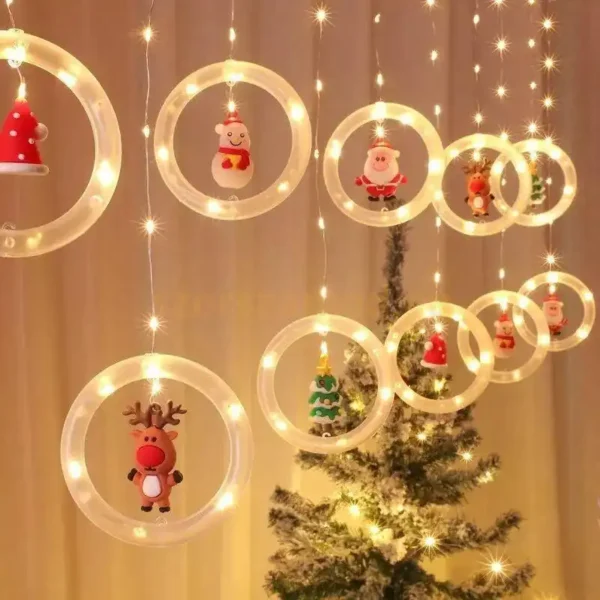 Karácsnyi fényfüzér és ablakdísz 110 LED, melegfehér, 3m - Image 3
