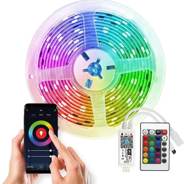 Távirányítós RGB led csík, telefonról irányítható, 10m