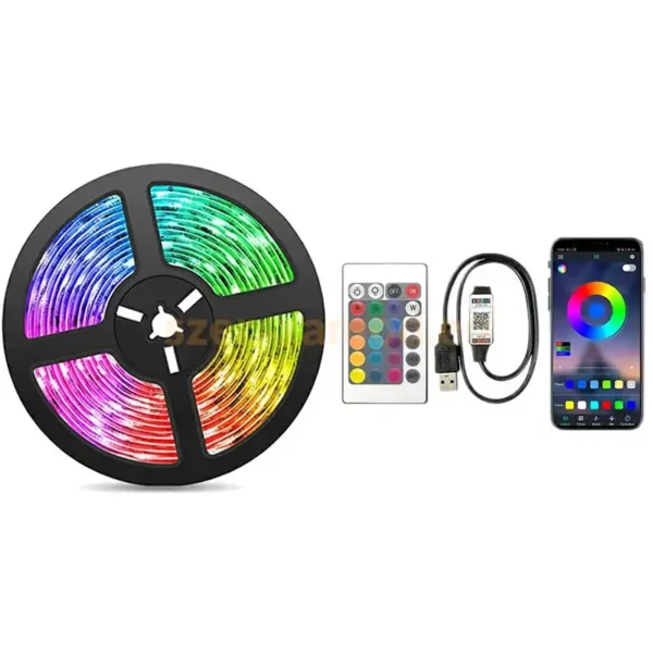 Távirányítós RGB led csík, telefonról irányítható, 10m, USB csatlakozóval