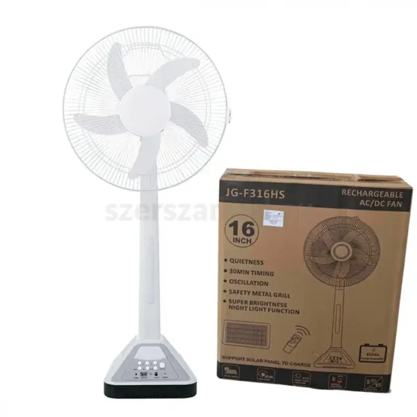 Akkus Ventilátor , Napelemre Csatlakoztatható, Éjjeli Lámpa Funkcióval És Távirányítóval - Image 2
