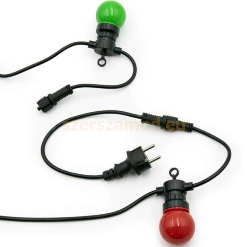 G50 LED fényfüzér – Színes gömb izzók – 5 m – 10 db LED izzó – Kültéri és beltéri - Image 5